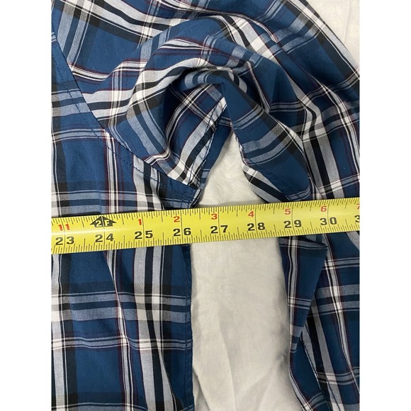 GC Pearl Snap Western Shirt XXL Plaid Blue White Long Sleeve - Picture 5 of 11